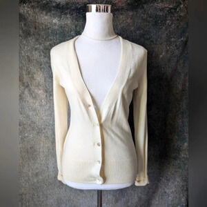 Banana Republic Angora Blend Cardigan Ivory Cream Embellished Buttons Small
